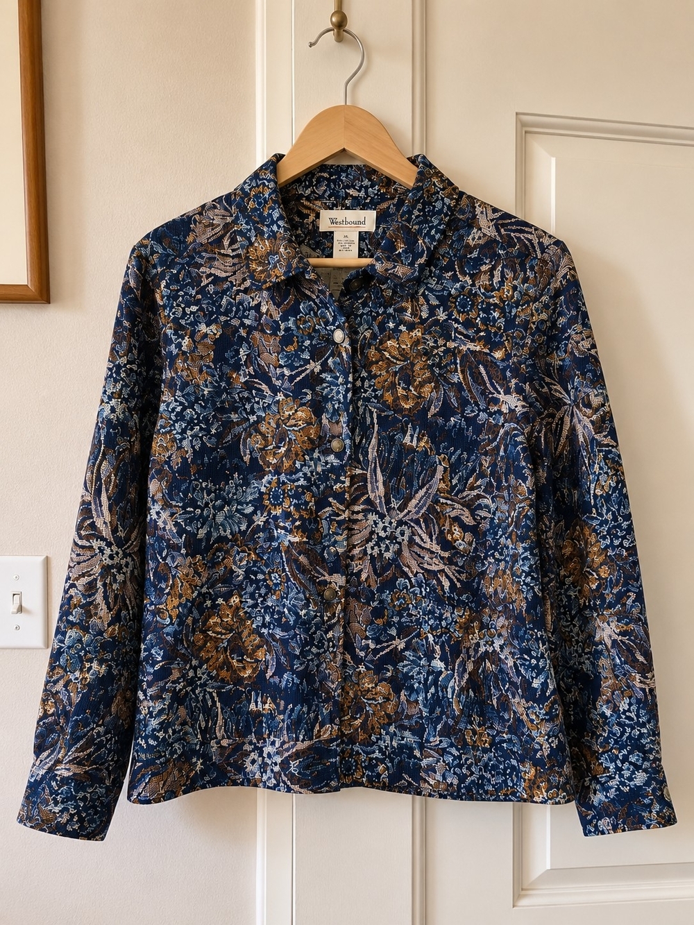 Westbound Women's Navy Floral Button-Front Jacket